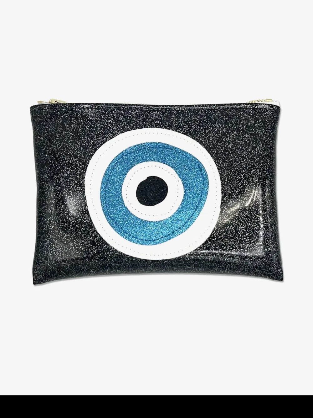 Evil Eye Midi Clutch! Black Glitter Vinyl Bag